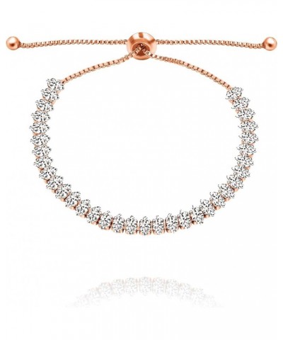 Women's Single Row Cubic Zirconia Diamond Crystal Tennis Bracelet Adjustable Link Chain Bracelets Marquise&Rose Gold $7.66 Br...