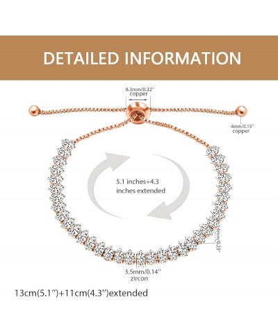 Women's Single Row Cubic Zirconia Diamond Crystal Tennis Bracelet Adjustable Link Chain Bracelets Marquise&Rose Gold $7.66 Br...