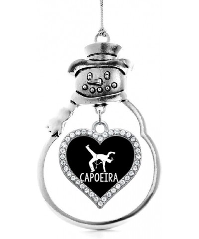 Silver Open Heart Charm Snowman Ornament with Cubic Zirconia Jewelry Capoeira $8.10 Bracelets