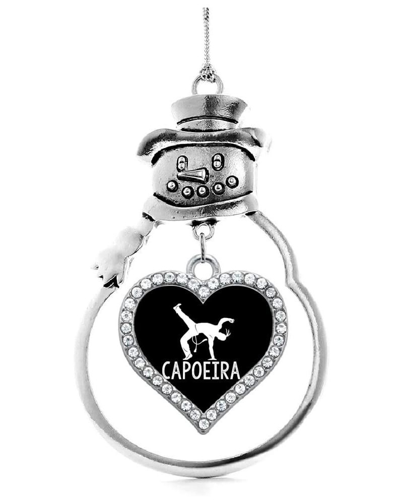 Silver Open Heart Charm Snowman Ornament with Cubic Zirconia Jewelry Capoeira $8.10 Bracelets