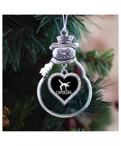 Silver Open Heart Charm Snowman Ornament with Cubic Zirconia Jewelry Capoeira $8.10 Bracelets