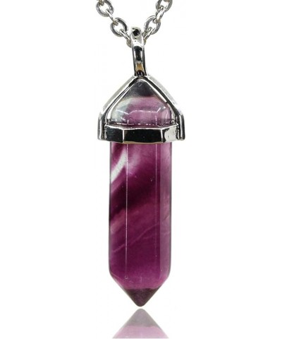 Gemstone Hexagonal Pointed Reiki Chakra Pendant Necklace 18 Purple Fluorite $6.59 Necklaces