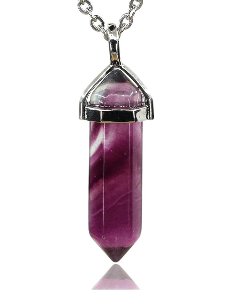 Gemstone Hexagonal Pointed Reiki Chakra Pendant Necklace 18 Purple Fluorite $6.59 Necklaces