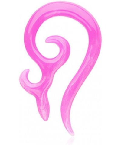 Devil's Horn Acrylic Ear Gauge Spiral Hanging Taper 0 GA (8mm), Pink $9.71 Body Jewelry