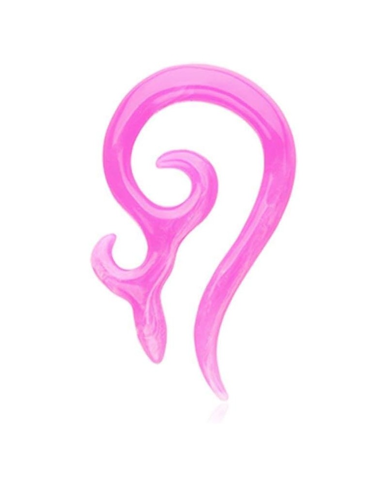 Devil's Horn Acrylic Ear Gauge Spiral Hanging Taper 0 GA (8mm), Pink $9.71 Body Jewelry