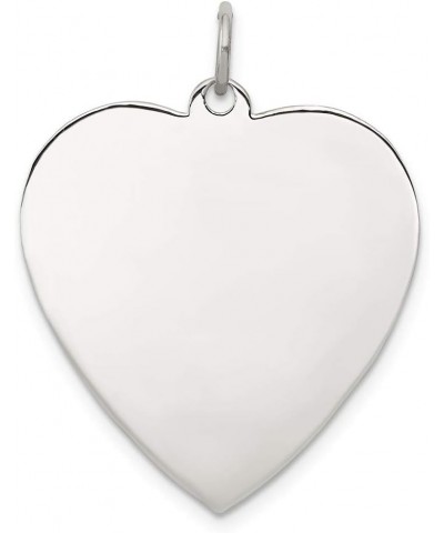 Solid 925 Sterling Silver Eng. Heart Polish Front/Back Disc Charm Engravable Brushed Matte Finish Pendant - 31mm x 25mm $34.4...