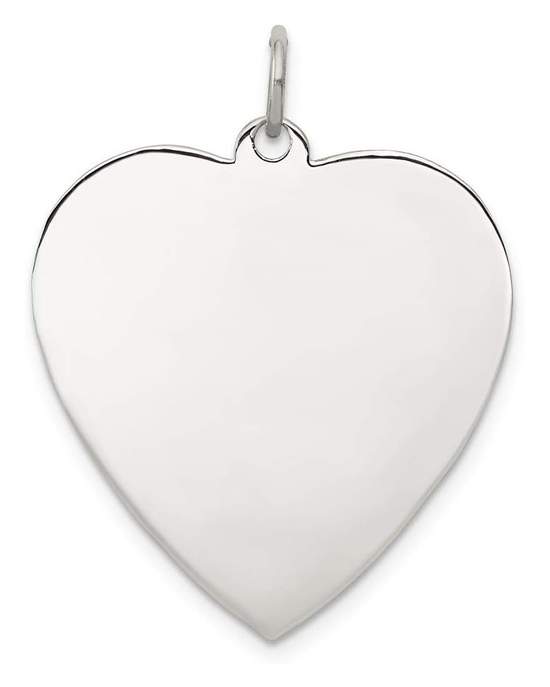 Solid 925 Sterling Silver Eng. Heart Polish Front/Back Disc Charm Engravable Brushed Matte Finish Pendant - 31mm x 25mm $34.4...