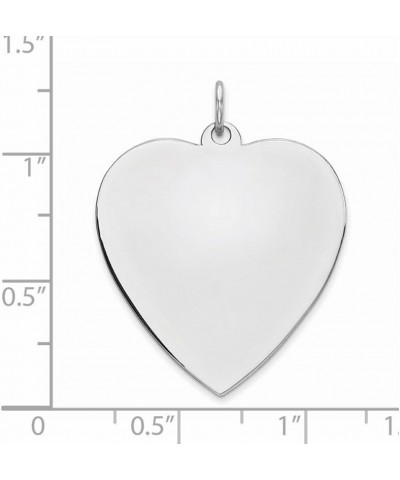 Solid 925 Sterling Silver Eng. Heart Polish Front/Back Disc Charm Engravable Brushed Matte Finish Pendant - 31mm x 25mm $34.4...