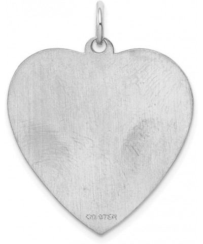 Solid 925 Sterling Silver Eng. Heart Polish Front/Back Disc Charm Engravable Brushed Matte Finish Pendant - 31mm x 25mm $34.4...