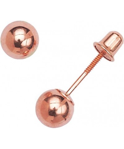 Real 14k Rose Gold Polished Ball Screw Back Earrings - 3mm 4mm 5mm 6mm 7mm 8mm - Screw Back Earrings for Women cartilage - Ro...