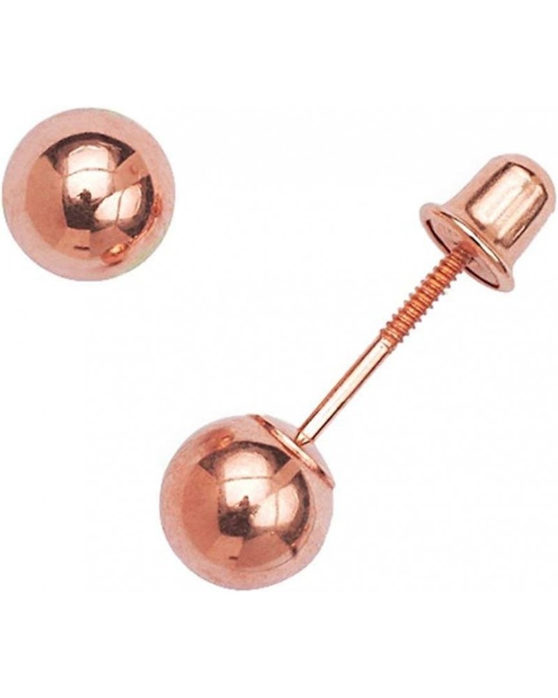 Real 14k Rose Gold Polished Ball Screw Back Earrings - 3mm 4mm 5mm 6mm 7mm 8mm - Screw Back Earrings for Women cartilage - Ro...