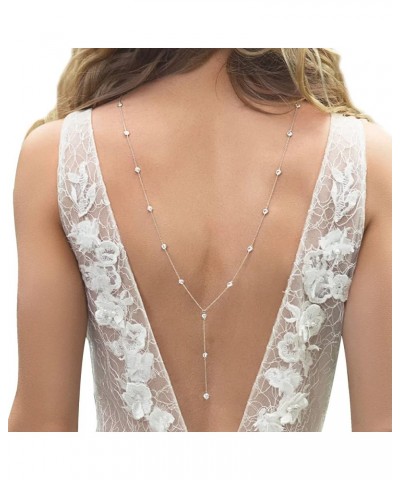 Wedding Multi-layered Rhinestone Back Chain Necklace Layered Bridal Crystal Back Chain Jewelry Festival Rave Rhinestone Backd...