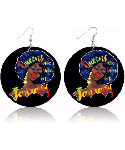 Round Wooden African Earrings for Women Wooden Double Sided Painted Earrings Ethnic Style Black-3 $7.40 Earrings