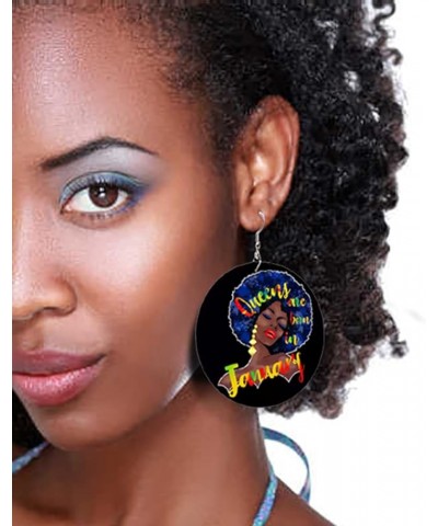 Round Wooden African Earrings for Women Wooden Double Sided Painted Earrings Ethnic Style Black-3 $7.40 Earrings