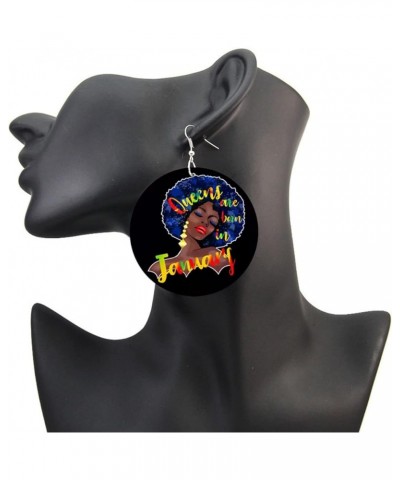 Round Wooden African Earrings for Women Wooden Double Sided Painted Earrings Ethnic Style Black-3 $7.40 Earrings