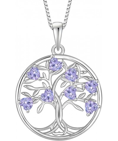 925 Sterling Silver Pendant Necklace Lady Tree of Life Necklace Birthstone Necklace Gift for Wife Mother 06-alexandrite-Jun $...