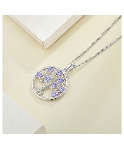 925 Sterling Silver Pendant Necklace Lady Tree of Life Necklace Birthstone Necklace Gift for Wife Mother 06-alexandrite-Jun $...