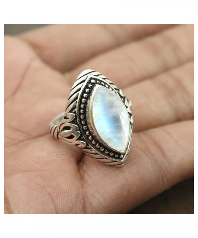 5.85Cts Native American Style Smarquise Shaped Natural Gemstone Rings For Women, 925 Silver Plated Birthstone Ring Jewelry Gi...