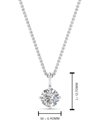 1/4 To 5 Carat Round Cut Lab Grown Diamond Solitaire 4 Prong Necklace Pendant With 18" Chain For Her 14K Gold (SI1-SI2 Clarit...