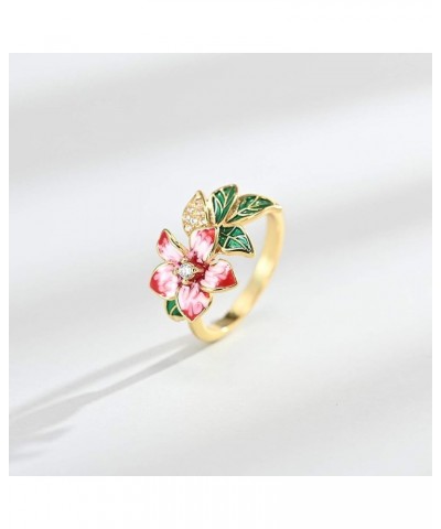 18k Gold Plated Leaf Flower Floral Plant Bridal Jewelry Colorful Enamel Jewelry Set CZ Simulated Diamond Party Jewelry Set fo...