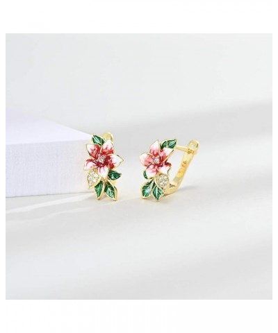 18k Gold Plated Leaf Flower Floral Plant Bridal Jewelry Colorful Enamel Jewelry Set CZ Simulated Diamond Party Jewelry Set fo...