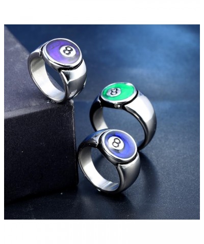 Men Women's Multicolor Drip Number 8 Ball Stainless Steel Billiards Lover Hip Hop Statement Band Ring Comfort Fit Silver Rose...