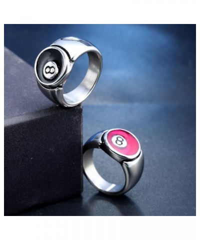 Men Women's Multicolor Drip Number 8 Ball Stainless Steel Billiards Lover Hip Hop Statement Band Ring Comfort Fit Silver Rose...