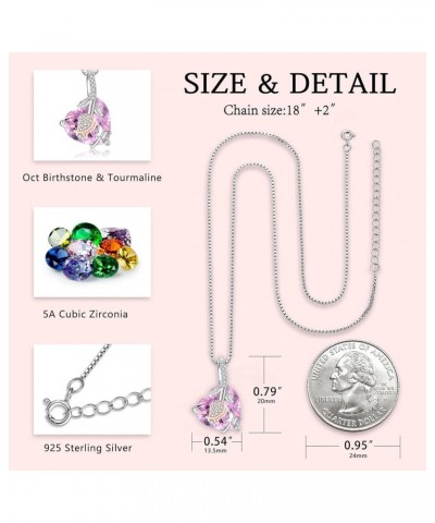 Women's Rose Flower Butterfly Heart Necklaces, 925 Sterling Silver 5A Cubic Zirconia Birthstone Pendant Jewelry Gifts, Annive...