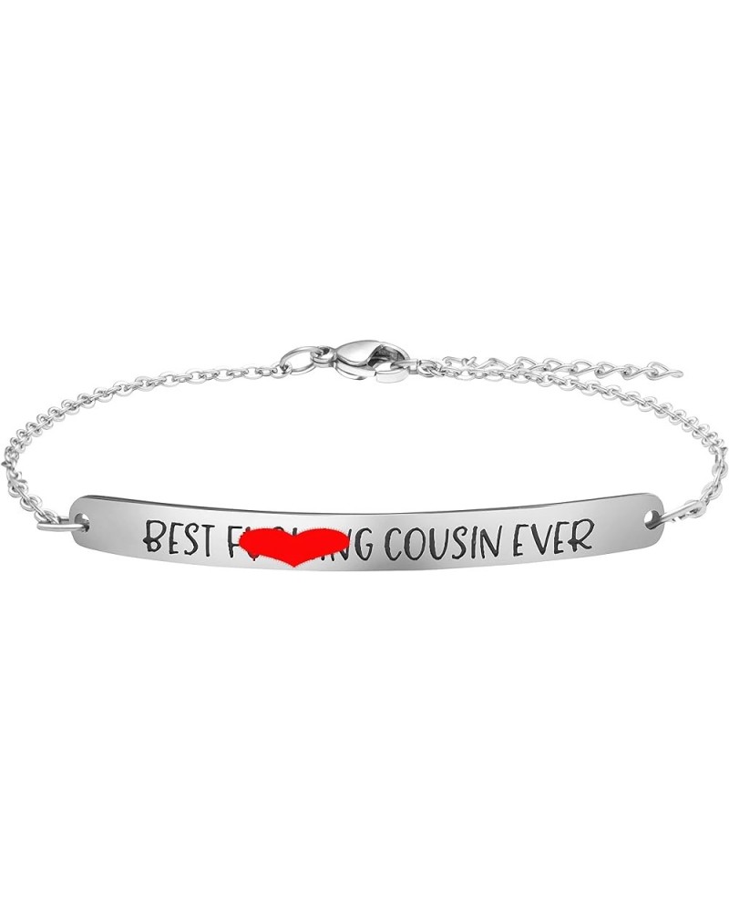 Personalized Gifts for Women Motivational Friendship Bracelets Inspire Mantra Message Engraved Best f*ck cousin ever $9.84 Br...