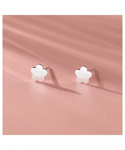 Solid 925 Sterling Silver Plum Blossom Flower Stud Earrings for Women Girls Small Flower Stud Earrings Helix Piercing A-Silve...