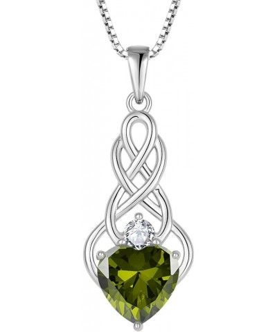 Women Infinity Celtic Knot Necklace Sterling Silver Good Luck Celtic Trinity Love Knot Pendant with Gemstones August - Perido...