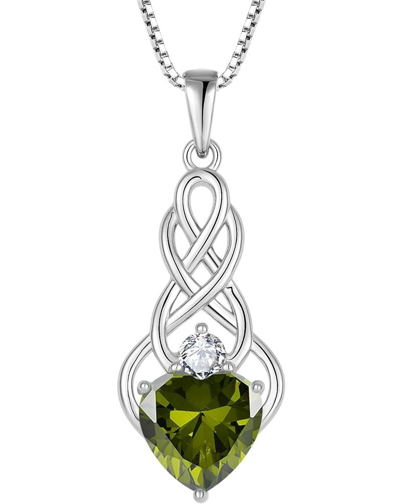 Women Infinity Celtic Knot Necklace Sterling Silver Good Luck Celtic Trinity Love Knot Pendant with Gemstones August - Perido...