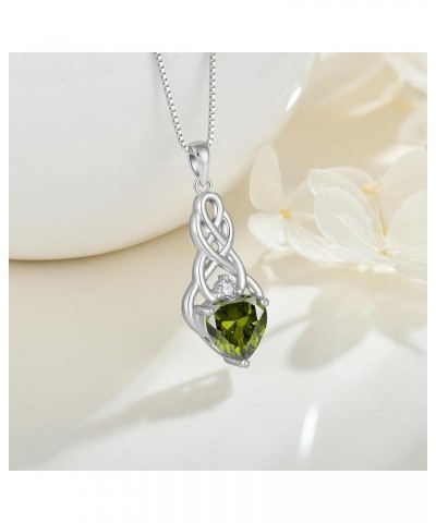 Women Infinity Celtic Knot Necklace Sterling Silver Good Luck Celtic Trinity Love Knot Pendant with Gemstones August - Perido...