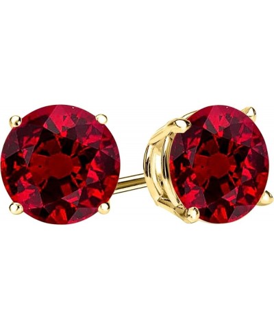 1/2-10 Carat Total Weight Natural Ruby Stud Earrings 4 Prong Push Back 4.0 Carat 14K Yellow Gold $1.00 Earrings