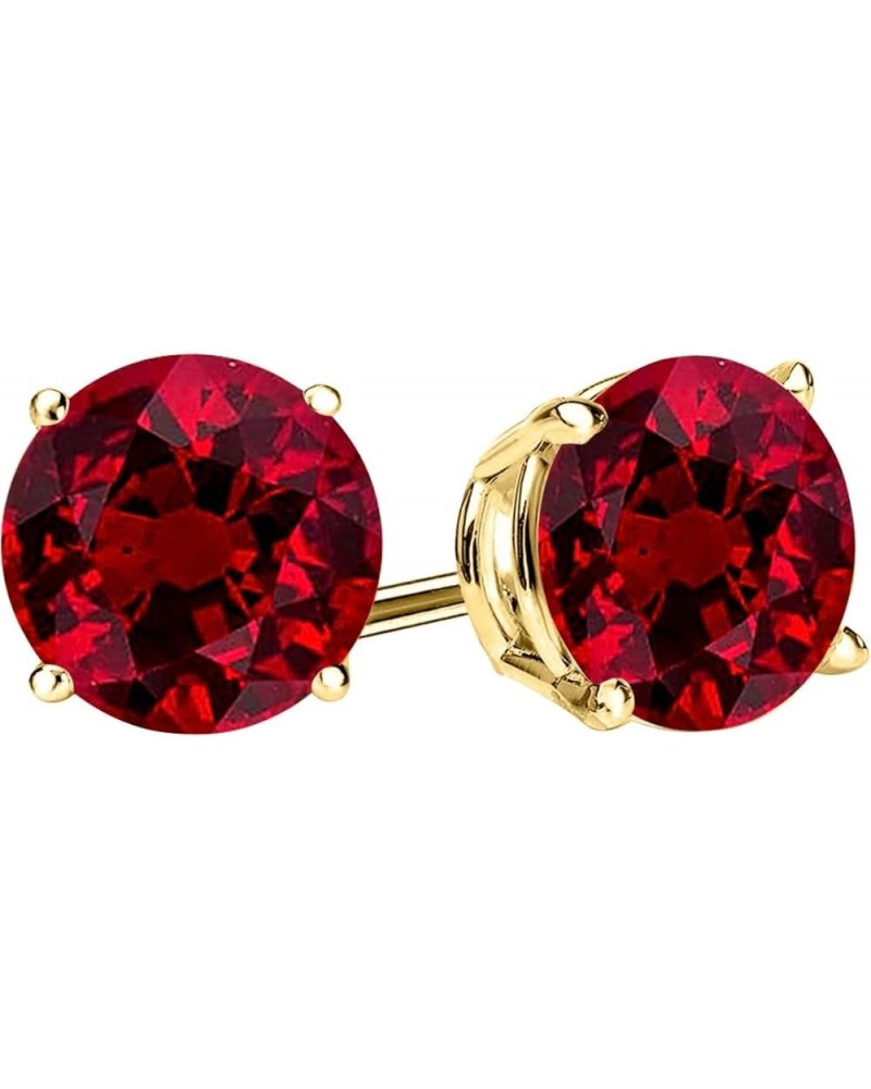 1/2-10 Carat Total Weight Natural Ruby Stud Earrings 4 Prong Push Back 4.0 Carat 14K Yellow Gold $1.00 Earrings