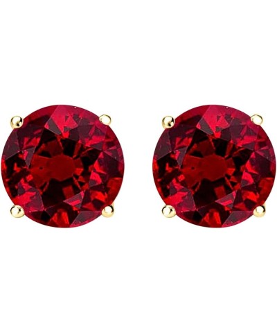 1/2-10 Carat Total Weight Natural Ruby Stud Earrings 4 Prong Push Back 4.0 Carat 14K Yellow Gold $1.00 Earrings