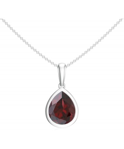 Natural Garnet Pear Shaped Solitiare Pendant Necklace for Women in Sterling Silver / 14K Solid Gold/Platinum Platinum $49.92 ...