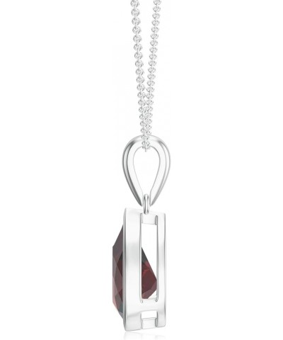 Natural Garnet Pear Shaped Solitiare Pendant Necklace for Women in Sterling Silver / 14K Solid Gold/Platinum Platinum $49.92 ...