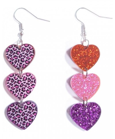 Leopard Valentine's Day Dangle Earrings Cute Heart Shape Love Resin Acrylic Earrings for Women Girls Jewelry G $4.75 Earrings