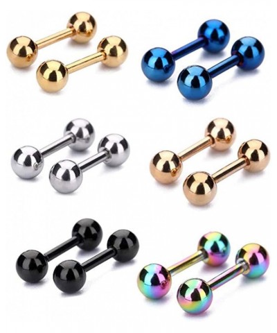 4mm 316L Stainless Steel Barbell Stud Earrings Cartilage Helix Ear Piercing 20G (5-6Colors-Set) 6 colorsER0013 $7.58 Body Jew...