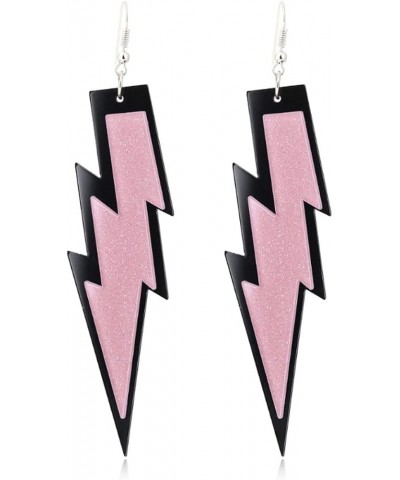 Sparkle Glitter Sequins Lightning Bolt Earrings for Women Acrylic Exaggerated Flash Statement Earrings 80's Party Jewelry pin...