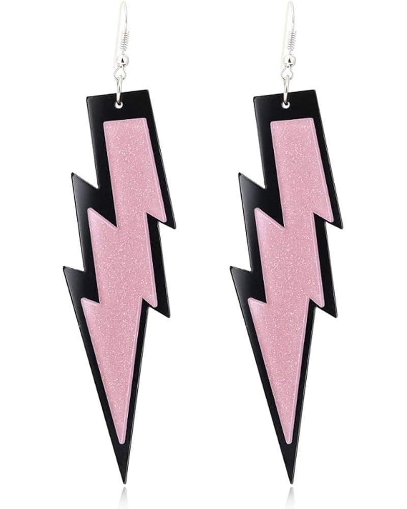 Sparkle Glitter Sequins Lightning Bolt Earrings for Women Acrylic Exaggerated Flash Statement Earrings 80's Party Jewelry pin...