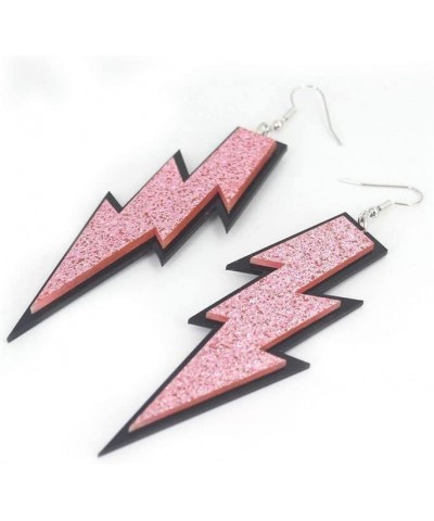 Sparkle Glitter Sequins Lightning Bolt Earrings for Women Acrylic Exaggerated Flash Statement Earrings 80's Party Jewelry pin...