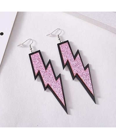 Sparkle Glitter Sequins Lightning Bolt Earrings for Women Acrylic Exaggerated Flash Statement Earrings 80's Party Jewelry pin...