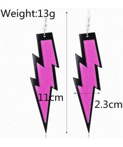 Sparkle Glitter Sequins Lightning Bolt Earrings for Women Acrylic Exaggerated Flash Statement Earrings 80's Party Jewelry pin...