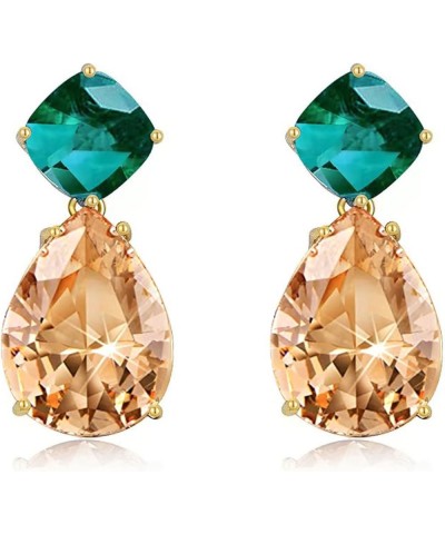 Crystal Teardrop Dangle Earrings for Women Vintage Emerald green drop Earrings for Women Girls Mom Wife Prom Yellow $12.87 Ea...