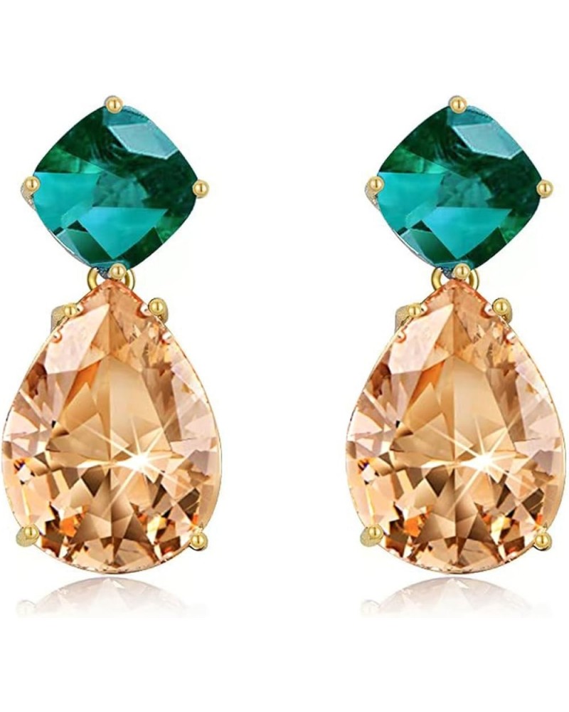 Crystal Teardrop Dangle Earrings for Women Vintage Emerald green drop Earrings for Women Girls Mom Wife Prom Yellow $12.87 Ea...