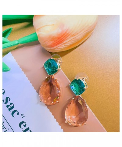 Crystal Teardrop Dangle Earrings for Women Vintage Emerald green drop Earrings for Women Girls Mom Wife Prom Yellow $12.87 Ea...