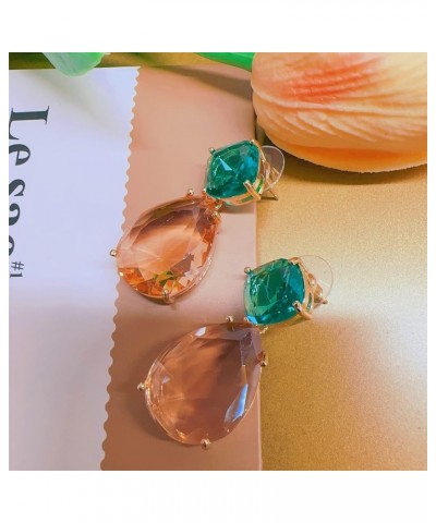 Crystal Teardrop Dangle Earrings for Women Vintage Emerald green drop Earrings for Women Girls Mom Wife Prom Yellow $12.87 Ea...