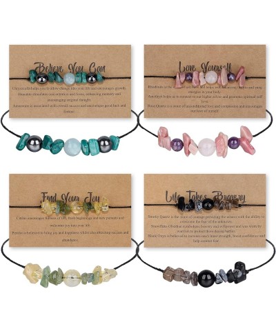 9PCS Natural Chip Crystal Bracelets for Women Girls Healing Crystal Bracelets Set Real Crystal Chakra Bracelets Chips Beads B...